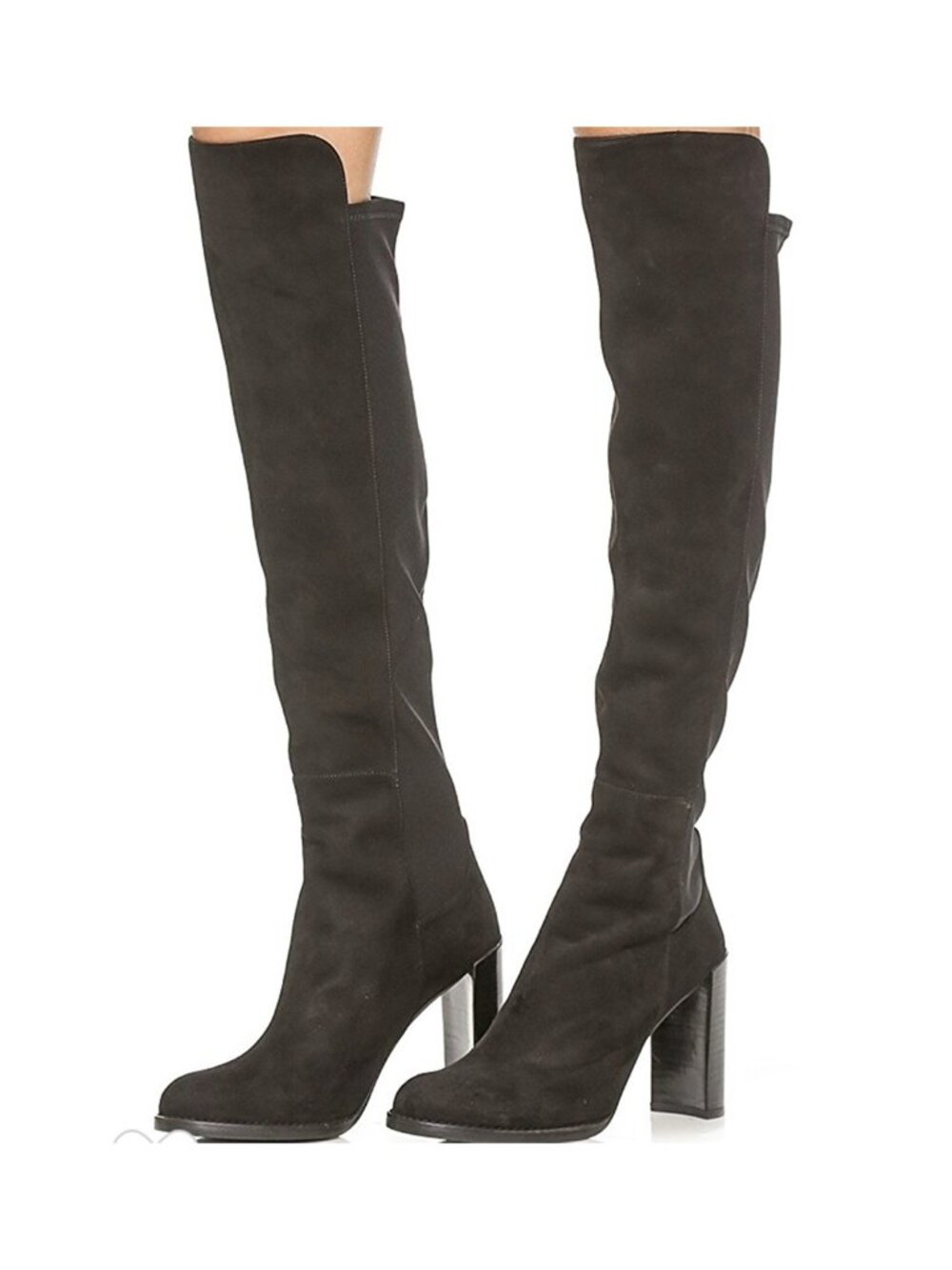 $750 STUART WIETZMAN Hijack Over the Knee Boot SUEDE 50/50 BLACK 9.5 (S13)